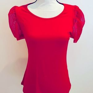 New York & Company Hot Pink Short Sleeve Tee